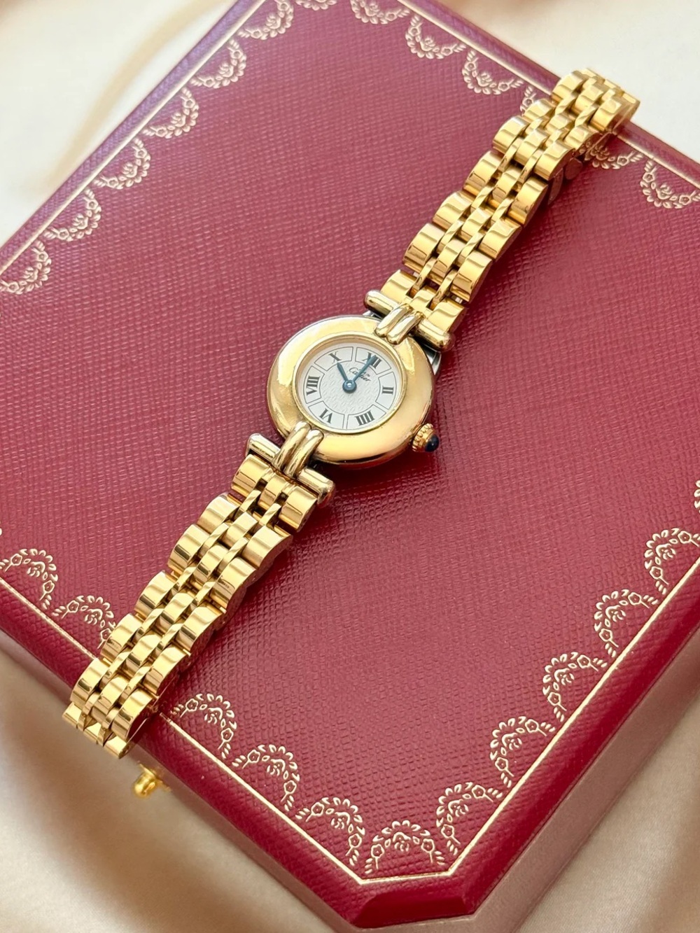 AUTHENTIC RARE VINTAGE CARTIER GOLD WATCH - WITH BOX